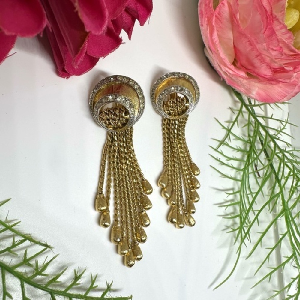 VINTAGE⚜️Antique Golden Chandelier Clip Earrings